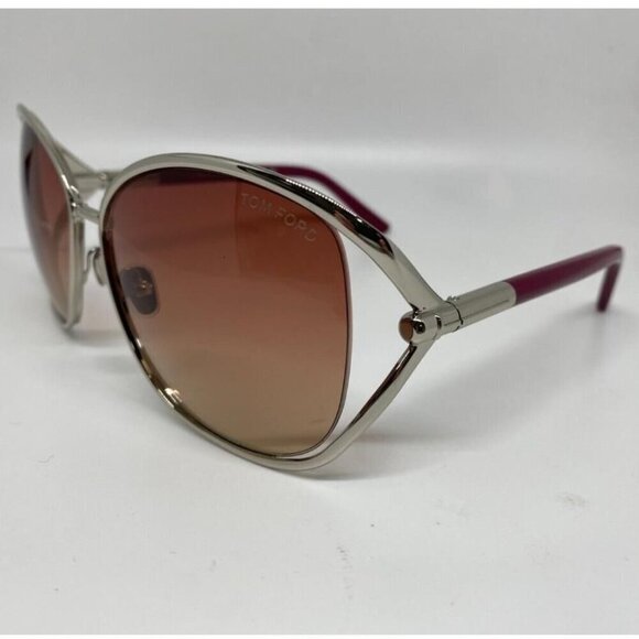 NWT Tom Ford FT1091 Silver Brown Round 62mm Sunglasses